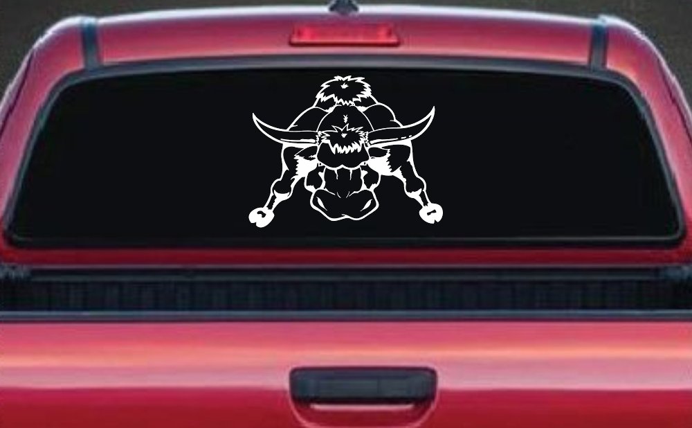 Mean Bad Bull Western Farm Ranch Car or Truck Window Decal Sticker (White)