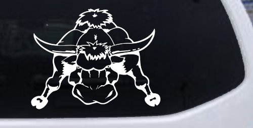 Mean Bad Bull Western Farm Ranch Car or Truck Window Decal Sticker (White)
