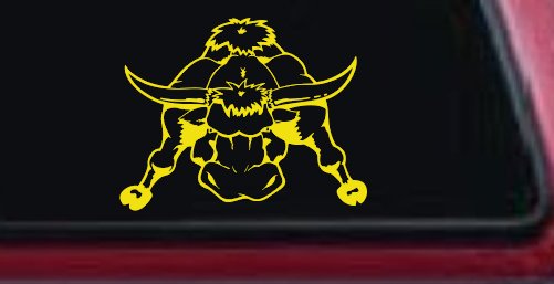 Mean Bad Bull Western Farm Ranch Car or Truck Window Decal Sticker (Yellow)