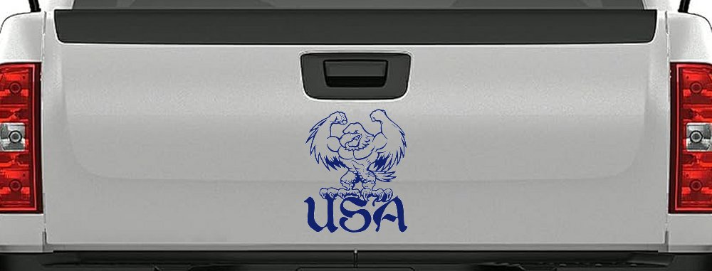 USA Muscle Bald Eagle Military Car or Truck Window Decal Sticker (Navy)