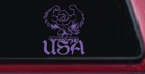 USA Muscle Bald Eagle Military Car or Truck Window Decal Sticker (Purple)