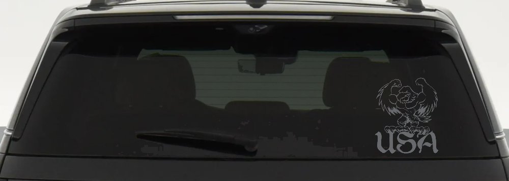 USA Muscle Bald Eagle Vinyl Decal for Car Truck Window Patriotic Sticker (Silver)