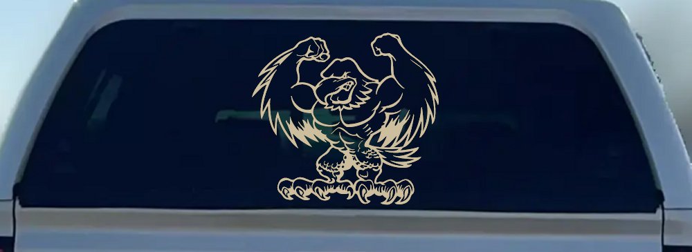 Muscular Bald Eagle Car or Truck Window Decal Sticker