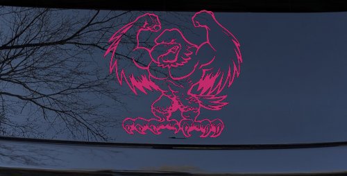 Muscular Bald Eagle Car or Truck Window Decal Sticker (Hot Pink)
