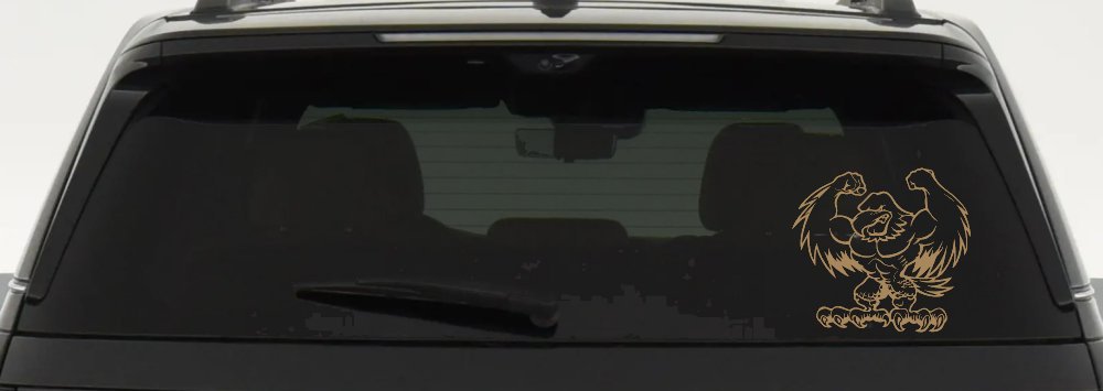 Muscular Bald Eagle Car or Truck Window Decal Sticker