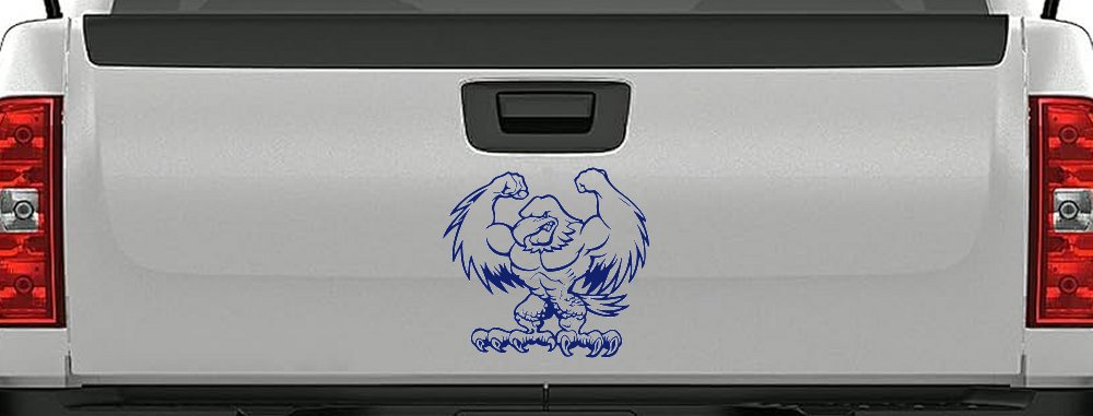 Muscular Bald Eagle Car or Truck Window Decal Sticker (Navy)