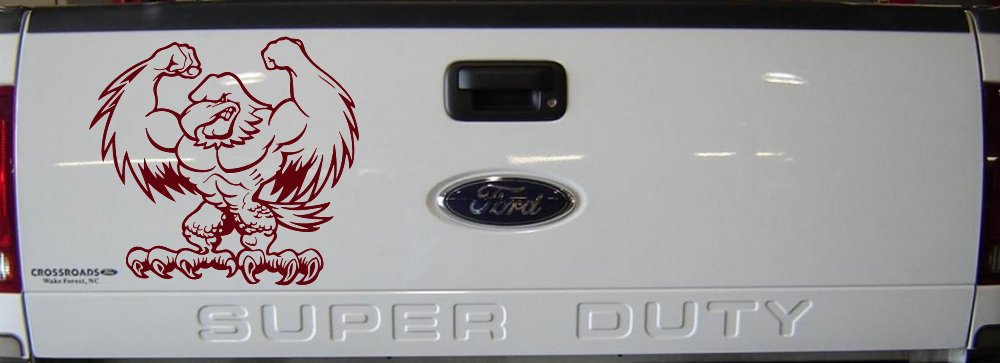 Muscular Bald Eagle Car or Truck Window Decal Sticker (Purple Red)