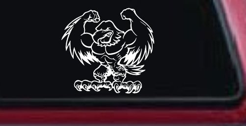 Muscular Bald Eagle Car or Truck Window Decal Sticker