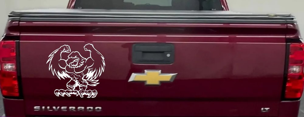 Muscular Bald Eagle Car or Truck Window Decal Sticker