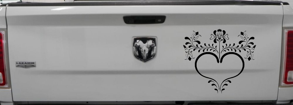 Heart with Flower Vines Car or Truck Window Decal Sticker