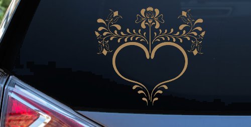 Heart with Flower Vines Car or Truck Window Decal Sticker