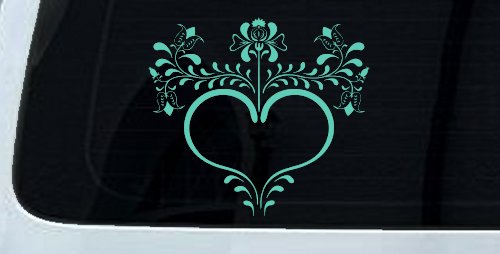 Heart with Flower Vines Car or Truck Window Decal Sticker