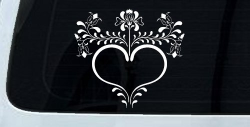 Heart with Flower Vines Car or Truck Window Decal Sticker