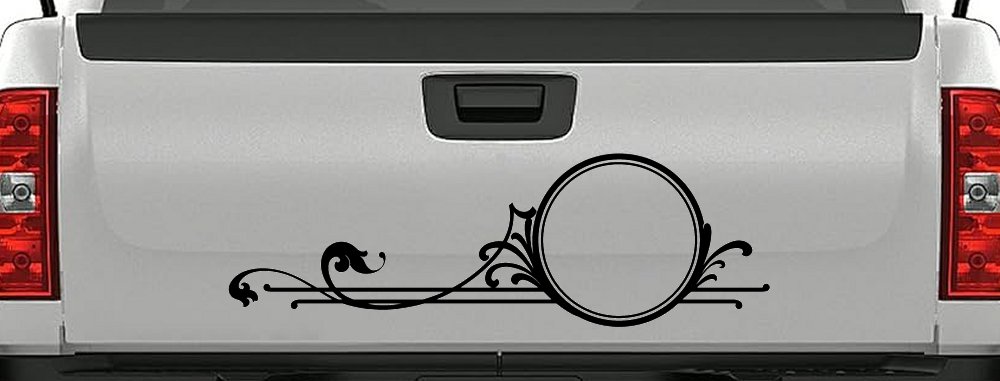 Circle Vine Accents Car or Truck Window Decal Sticker (Black)