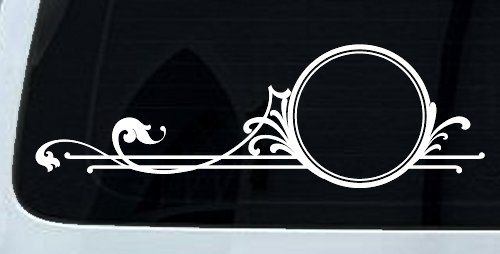 Circle Vine Accents Car or Truck Window Decal Sticker (White)