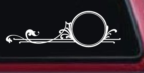 Circle Vine Accents Car or Truck Window Decal Sticker (White)