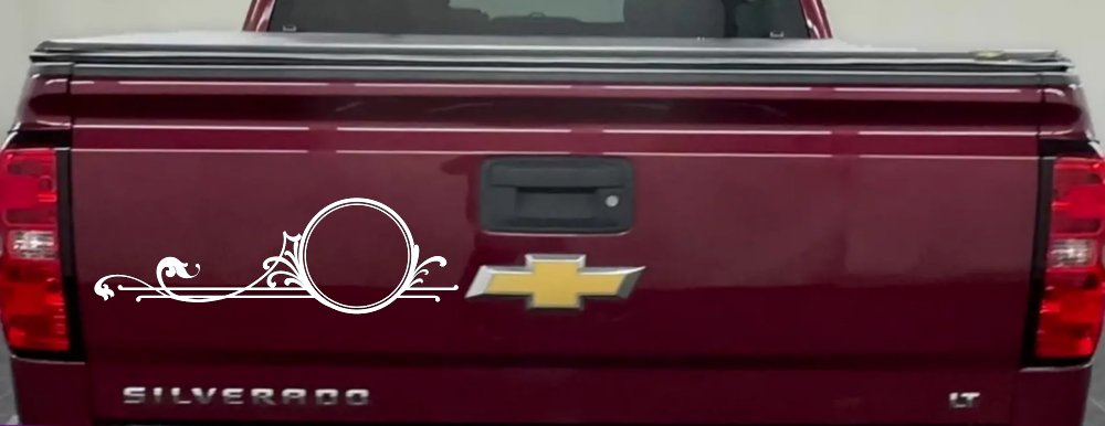 Circle Vine Accents Car or Truck Window Decal Sticker (White)