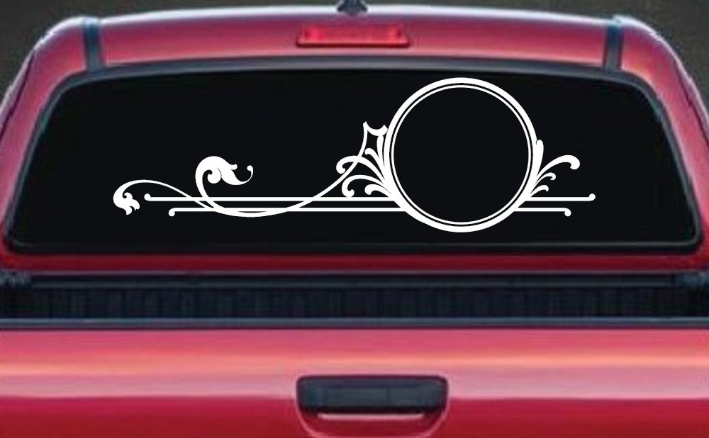 Circle Vine Accents Decal for Car Truck Windows - Stylish Vinyl Sticker (White)