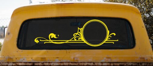 Circle Vine Accents Car or Truck Window Decal Sticker (Yellow)