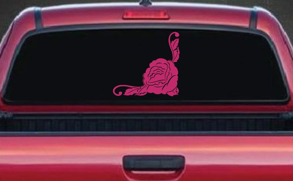 Rose Inside Corner Flowers And Vines Car or Truck Window Decal Sticker