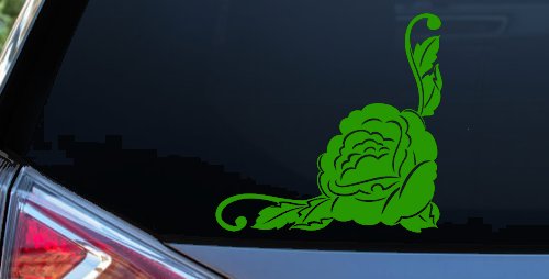 Rose Inside Corner Flowers And Vines Car or Truck Window Decal Sticker (Lime)