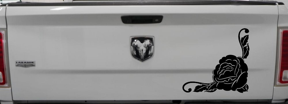 Rose Inside Corner Flowers And Vines Car or Truck Window Decal Sticker (Matte Black)