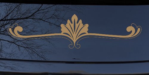 Wide Ornamental Accent Car or Truck Window Decal Sticker (Light Brown)