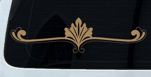 Wide Ornamental Accent Car or Truck Window Decal Sticker (Light Brown)