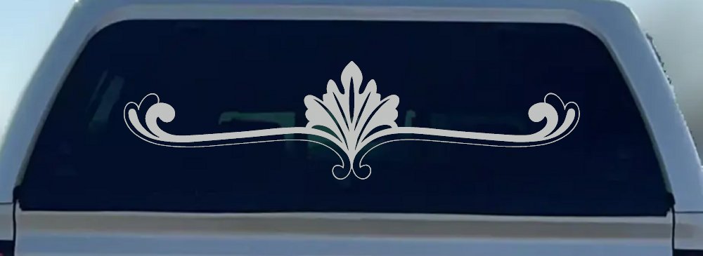 Wide Ornamental Accent Car or Truck Window Decal Sticker (Light Gray)