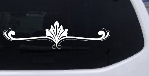 Wide Ornamental Accent Car or Truck Window Decal Sticker (White)