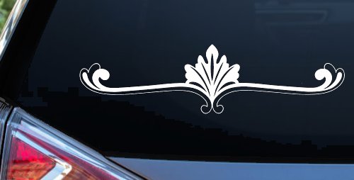 Wide Ornamental Accent Car or Truck Window Decal Sticker (White)