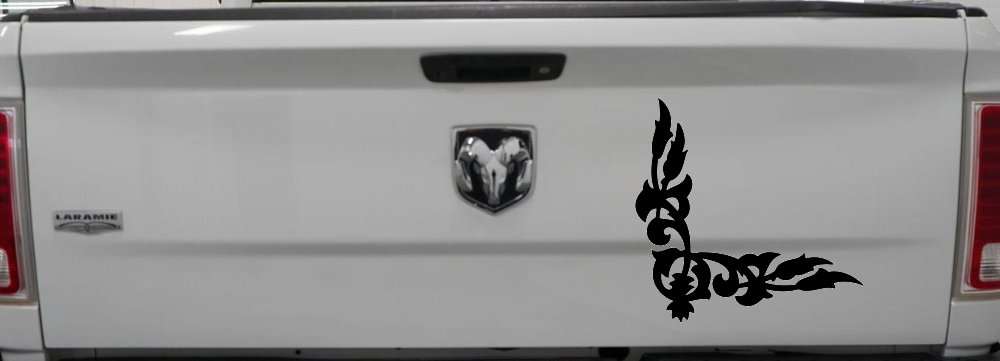 Inside Corner Vine Accent Car or Truck Window Decal Sticker (Black)
