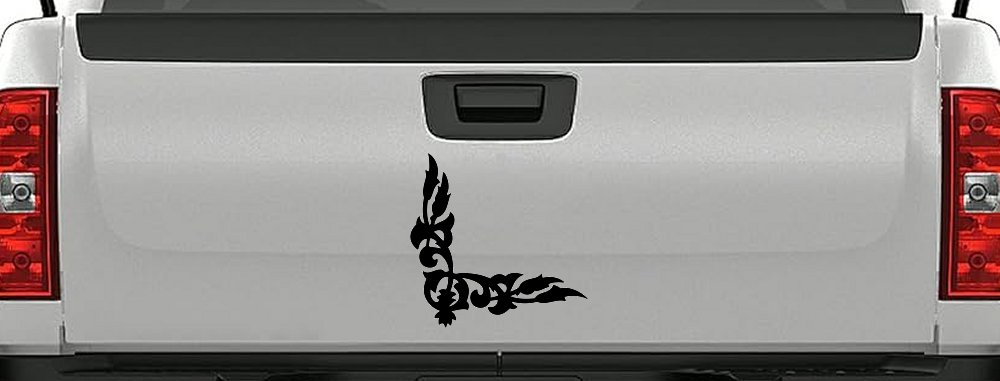 Inside Corner Vine Accent Car or Truck Window Decal Sticker (Black)