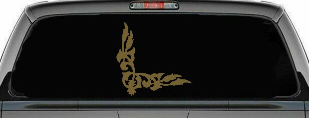 Inside Corner Vine Accent Car or Truck Window Decal Sticker (Gold)