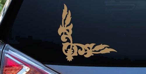 Inside Corner Vine Accent Car or Truck Window Decal Sticker (Light Brown)