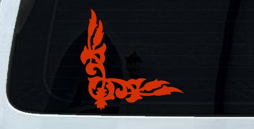 Inside Corner Vine Accent Car or Truck Window Decal Sticker (Orange Red)