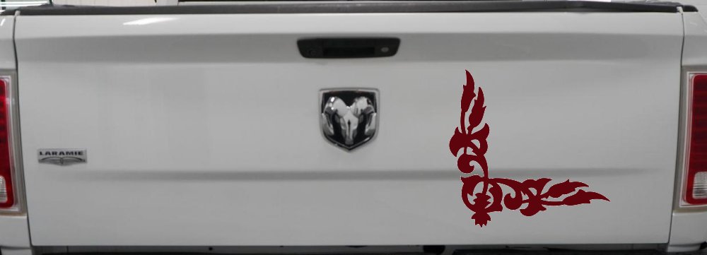 Inside Corner Vine Accent Car or Truck Window Decal Sticker (Purple Red)