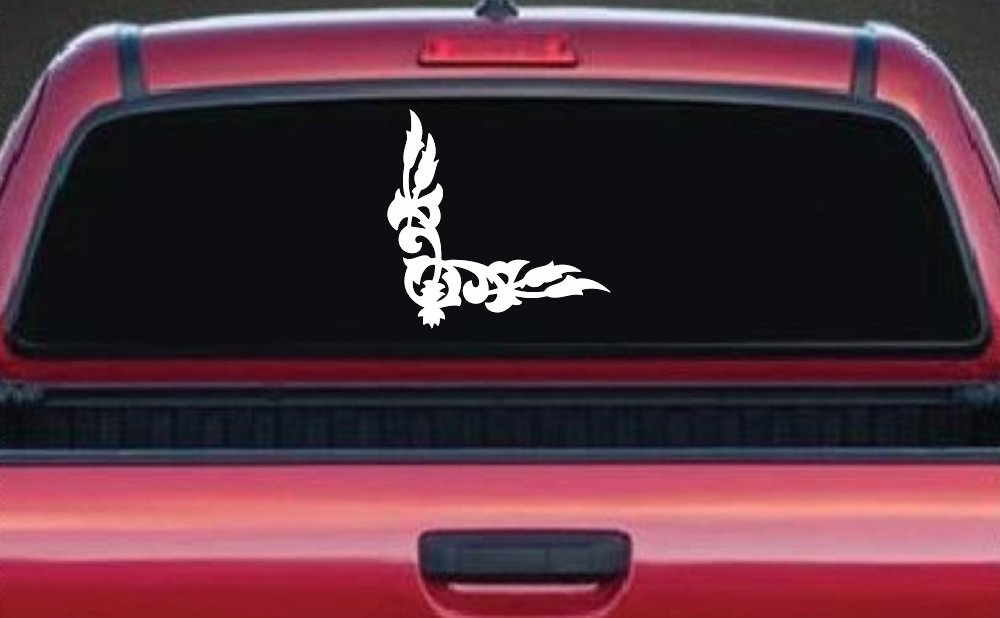 Inside Corner Vine Accent Car or Truck Window Decal Sticker (White)