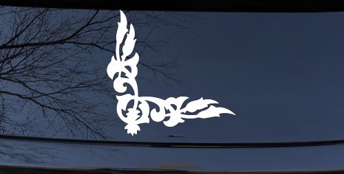 Inside Corner Vine Accent Car or Truck Window Decal Sticker (White)