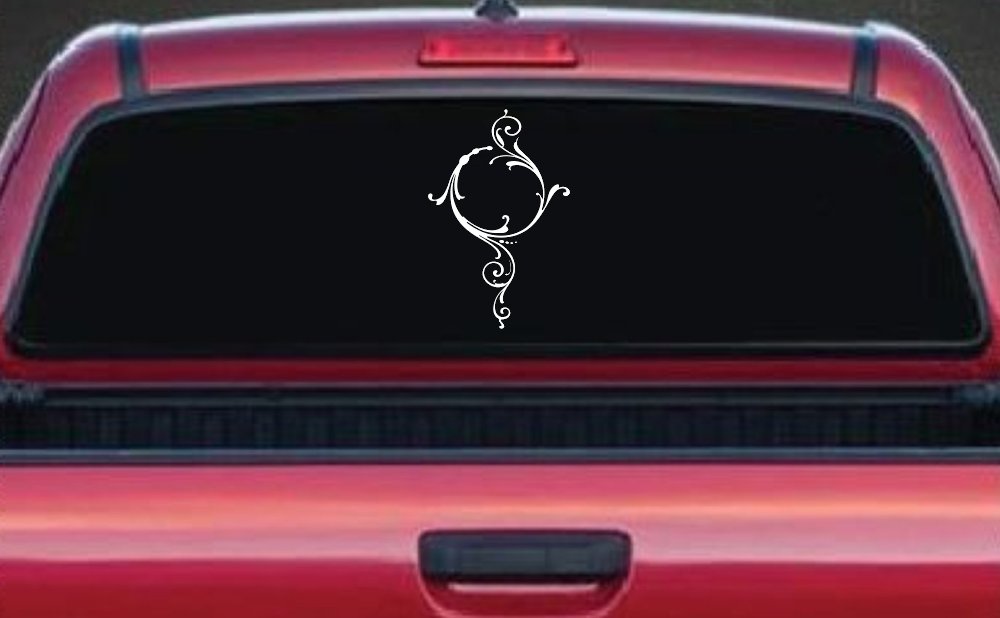 Swirl Circle Car or Truck Window Decal Sticker (White)