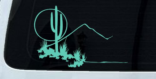 Western Desert Cactus Moon Scene Car or Truck Window Decal Sticker (Mint)