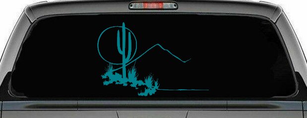 Western Desert Cactus Moon Scene Car or Truck Window Decal Sticker