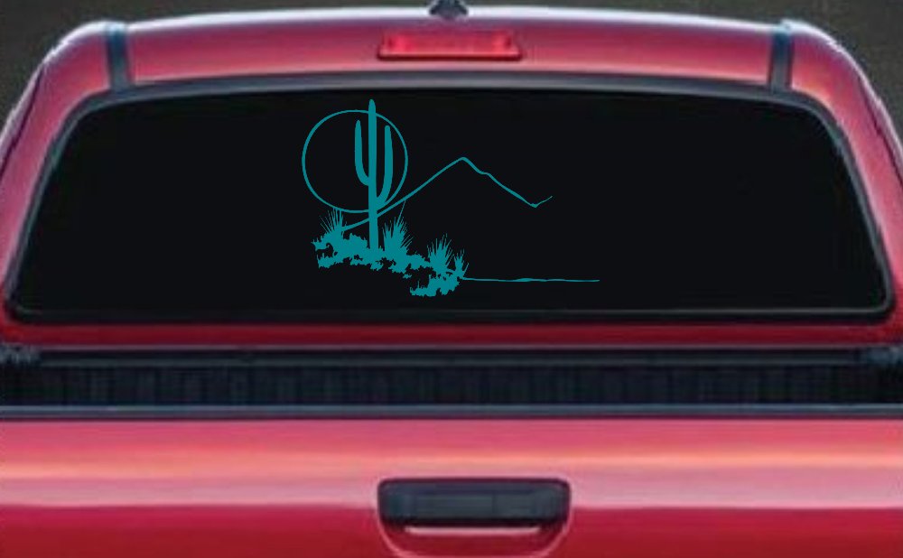 Western Desert Cactus Moon Scene Car or Truck Window Decal Sticker