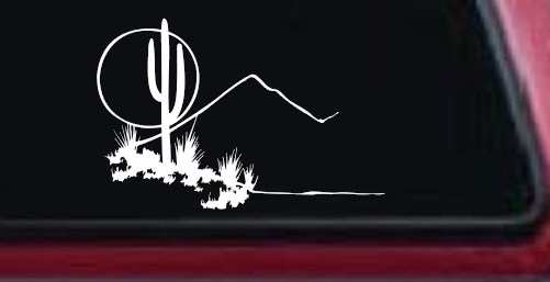 Western Desert Cactus Moon Scene Car or Truck Window Decal Sticker