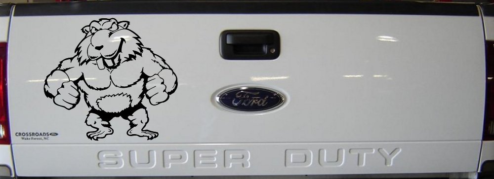 Muscular Beaver Car or Truck Window Decal Sticker (Black)