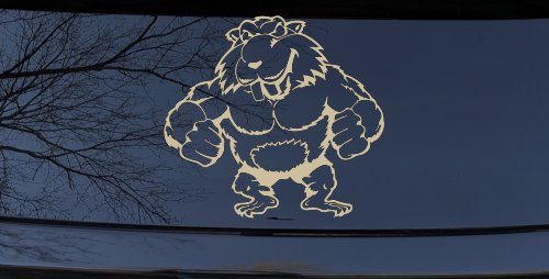Muscular Beaver Car or Truck Window Decal Sticker (Desert Sand)