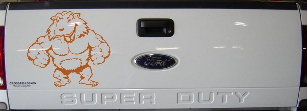 Muscular Beaver Car or Truck Window Decal Sticker (Nut Brown)