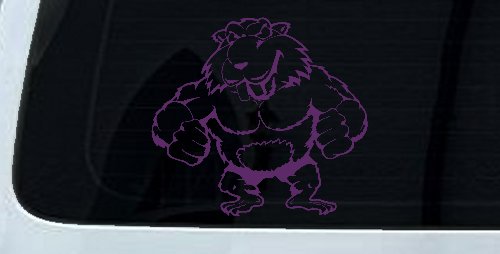 Muscular Beaver Car or Truck Window Decal Sticker (Violet)