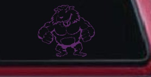 Muscular Beaver Car or Truck Window Decal Sticker (Violet)