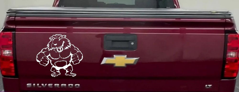 Muscular Beaver Car or Truck Window Decal Sticker (White)